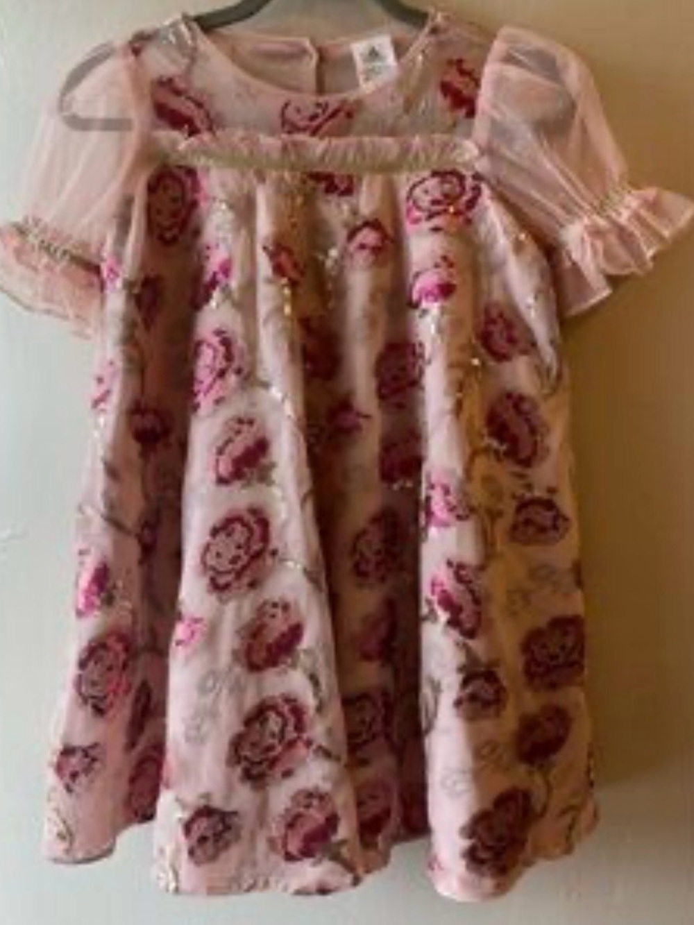 Disney Pink Sequin Floral Tulle Dress